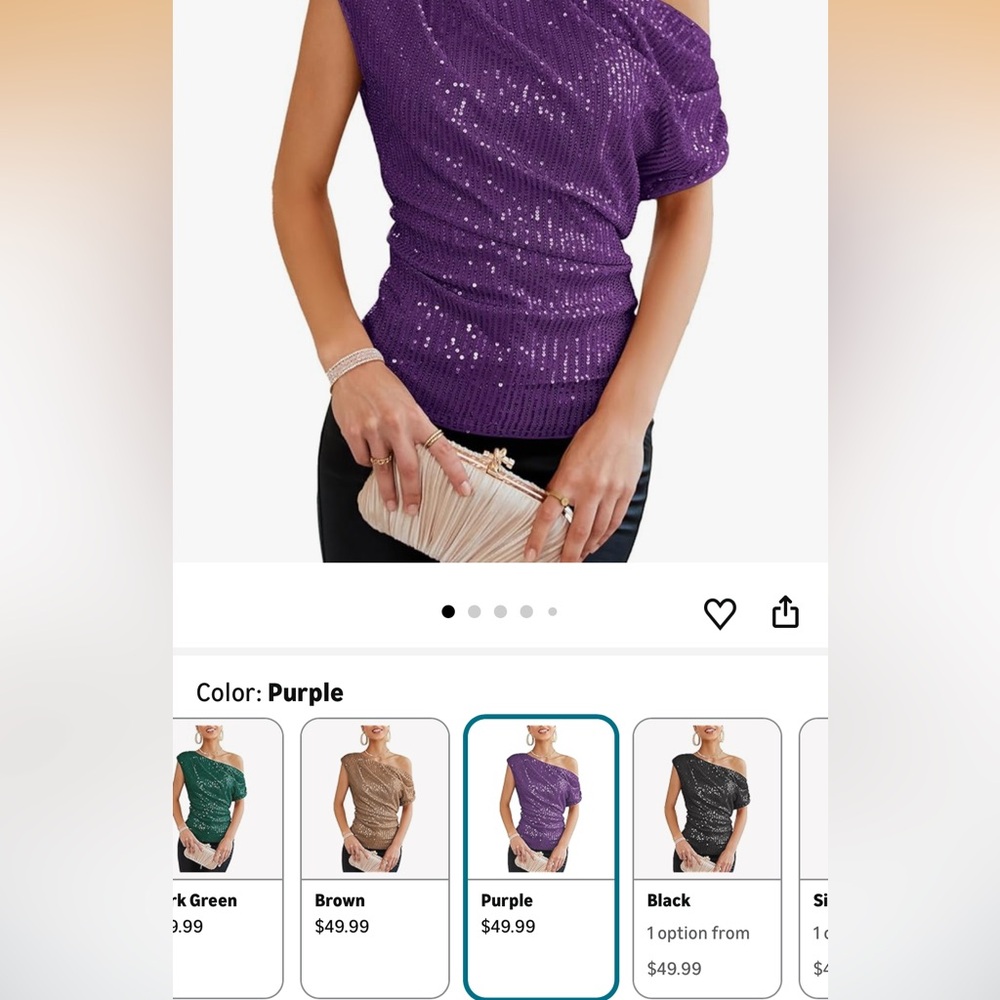 Grace Karin Purple Sequin Cowl Neck Blouse - Picture 10 of 10